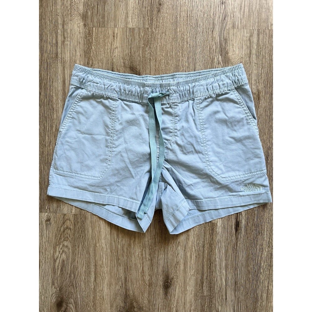 The North Face Shorts Women Blue Drawstring Stretch Cotton Casual Pocket Size S